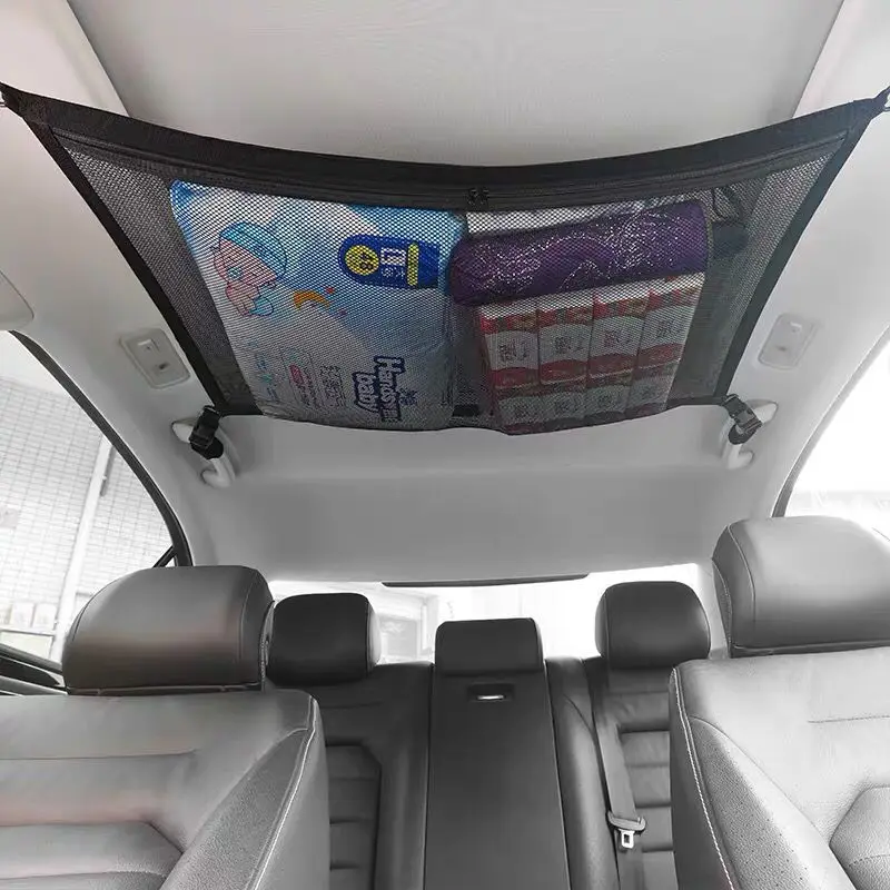 Car Ceiling Storage Net Pocket  Roof Storage Bag Zipper Polyester Mesh Pouch Organizer For Mercedes-Benz Vito W447 V Class