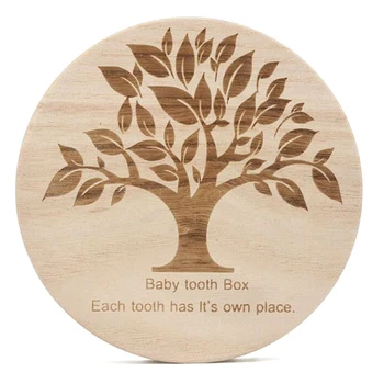 

For Organizer Storage Box For Baby Milk Teeth Collect Organizador English Case Baby Kids Tooth Box Wood Storage Box