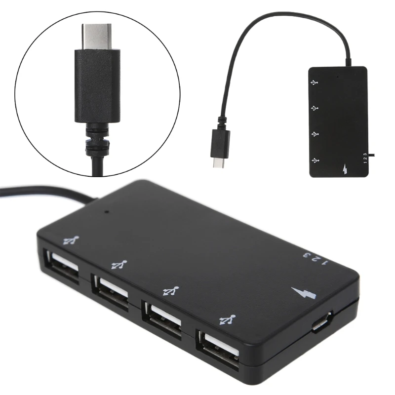 

Type C OTG 4 Port Hub Charging Adapter Cable For smartphone Tablet PC Macbook