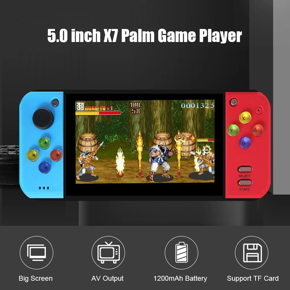 Портативная игровая консоль POWKIDDY X7 с 5 дюймовым цветным экраном ретро 8 ГБ игровой