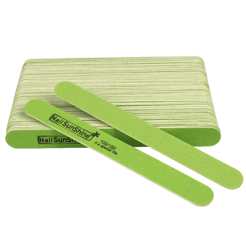 100 шт пилка для ногтей из древесной наждачной бумаги для гель-лака 100/150 зернистость Наждачная доска для маникюра буферный зеленый педикюрный набор de limas инструменты для ногтей