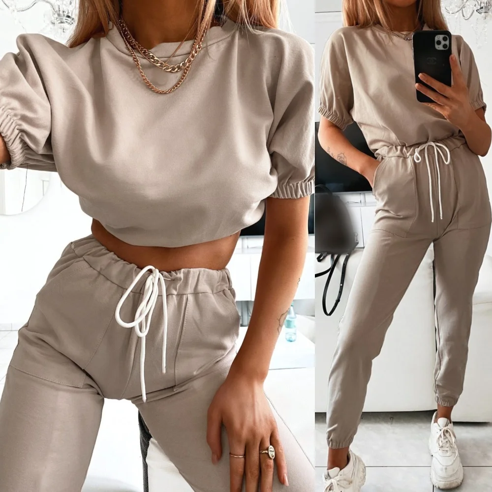 Women Summer Casual Pants Set T Shirt+Harem Pants Suit Female 2 Piece Outfits Streetwear Tracksuit Women Two Piece Set Sweatsuit Women Summer Casual Pants Set T Shirt+Harem Pants Suit Female 2 Piece Outfits Streetwear Tracksuit Women Two Piece Set Sweatsuit