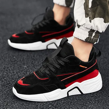 

M- Spring new thick bottom casual tide shoes fashion personality casual color matching lace up youth wild daily men's shoes