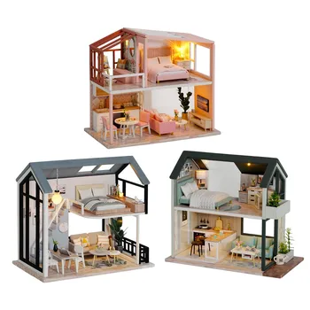 

DIY Miniature Doll House Crafts with Wooden Furniture Kits Toy Gift for Girl Kid