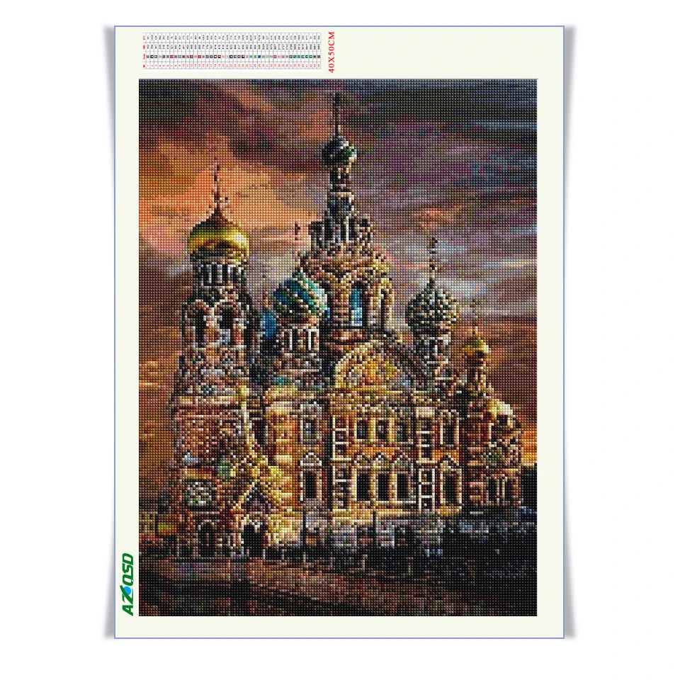 AZQSD 3D Diy Алмаз Вышивка Живопись Санкт Петербурге Церковь Украшения Дома Вышивки