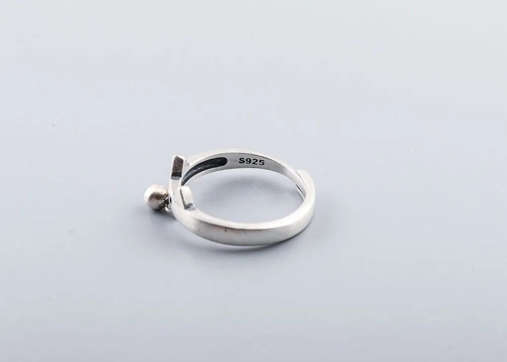 BALMORA Настоящее серебро 925 проба простой милый кот Открытый Укладки палец кольцо для женщин леди подарок элегантные ювелирные изделия Anillos