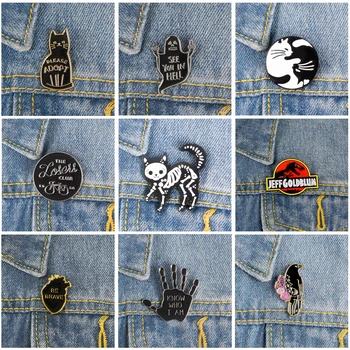 

QIHE JEWELRY Punk backpack pins Brave heart Losers club Hell ghost Skull cat Dinosaur Bird brooches badges Wholesale pins gifts