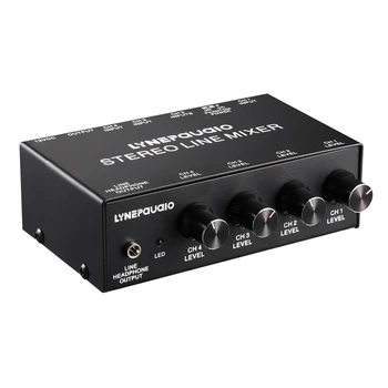 

Lynepauaio Audio Mixer 5 Channel Stereo Microphone Mixer With Headphone Monitor Volume Adjustment Dc12V Power Support Condenser