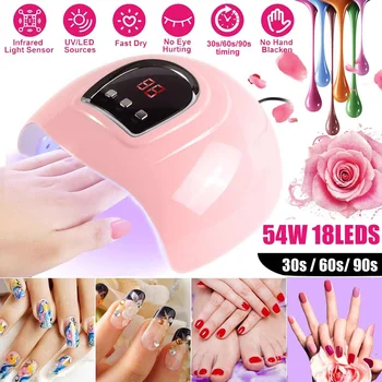 

54W UV LED Lamp Nail Dryer Fast Lamp For Nails With 18 LEDs Dryer Lamp For Curing Gel Polish Auto Sensing Nail Manicure Tools