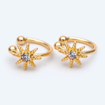 

10pcs Cubic Zirconia Adjustable Gold Clip-on Ear Wire, Gold plated Brass Earwire Earring Clips (GB-1336)