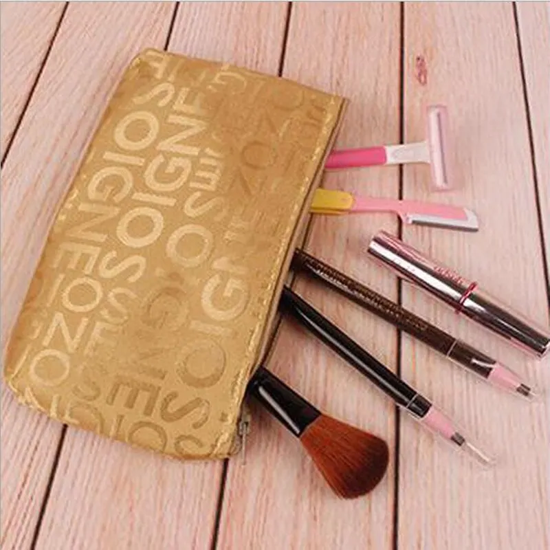 

Portable Storage Gift Bag Coin PurseWomen Portable Waterproof Beauty Zipper Travel Cosmetic Bag Ladies Letter Cosmetic Bag