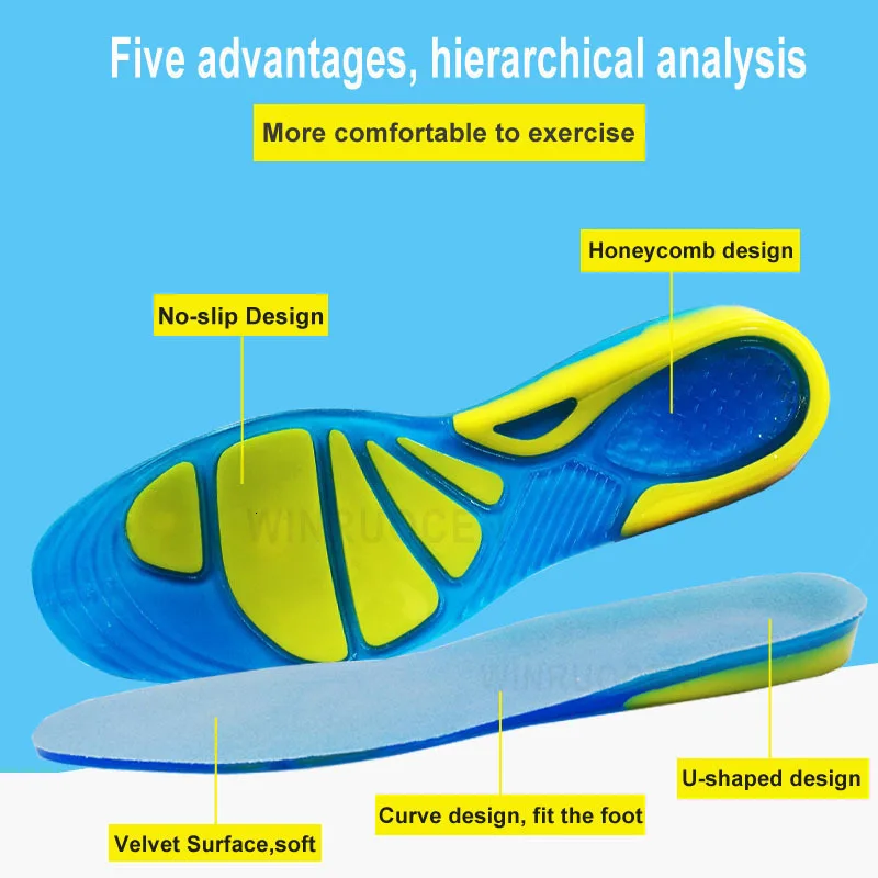 WINRUOCEN силиконовые гелевые стельки для ухода за ногами для подошвенного фасциита, ортопедические массажные вставки для обуви, амортизационные стельки для обуви унисекс