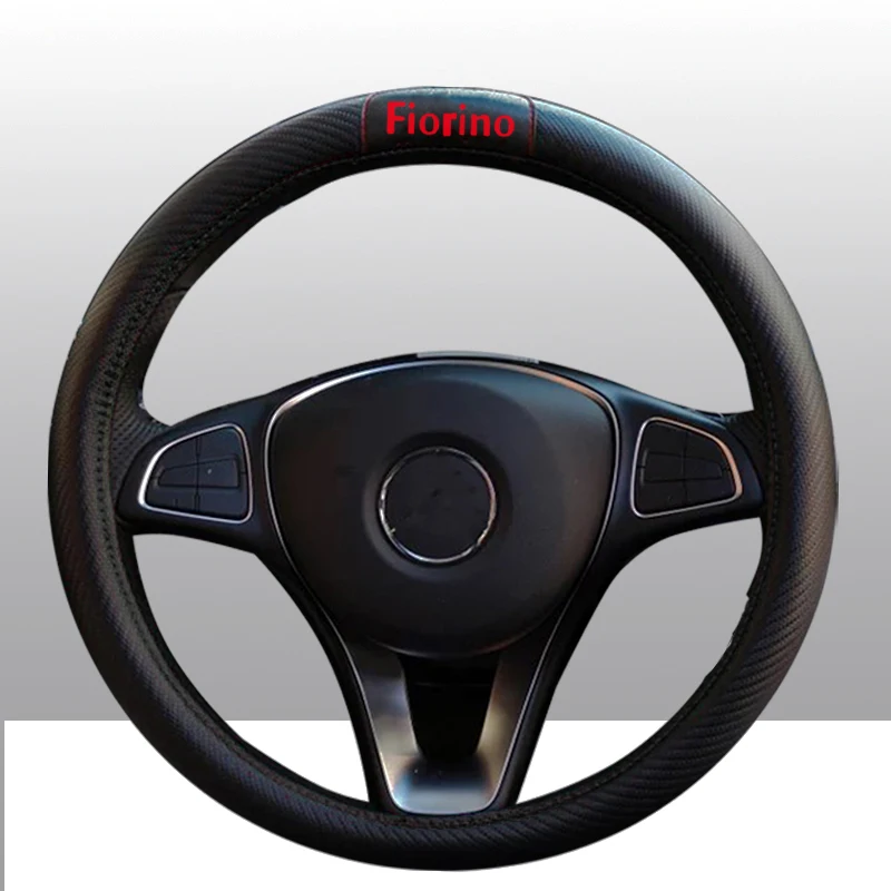 38 см автомобильный карбоновый кожаный чехол на руль для Fiat Fiorino, чехол на руль, автомобильные аксессуары для интерьера