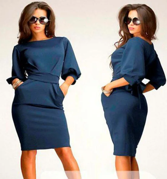 

AliExpress eday autumn hot selling sheath Slim fit puff sleeve dress currently available