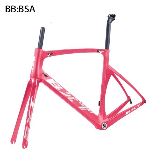 BXT Full Pink Дорожный велосипед набор Рам V-Brake карбоновая велосипедная рама карбоновая 700c карбоновая велосипедная Рама 49/52/54/56 см Заводской магазин - Цвет: BXT Full Pink