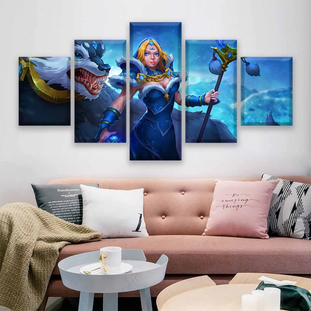 Framework 5 Panels DOTA 2 Juggernaut Modern Home Decorative Canvas Printed Painting Wall Art For Li