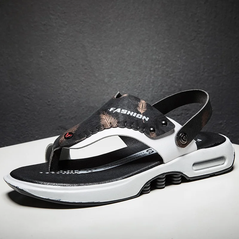 

CASOIPRA New Summer Sandals Men Leather Beach Shoes Comfortable Mens Flip Flops 2020 Gladiator Roman Slides Men Open Toe Slipper