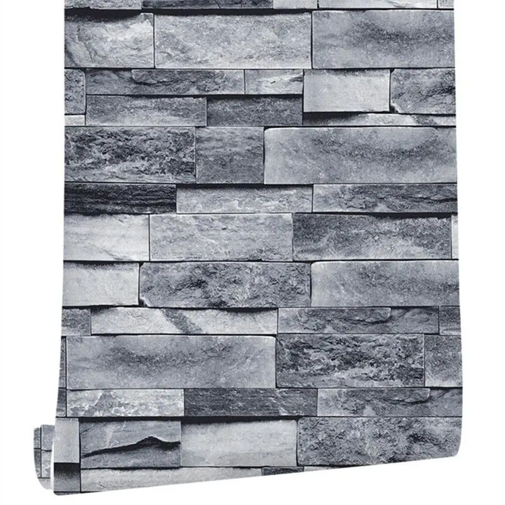 

Self Adhesive Vintage 3D Wallpaper Brick Stone Pattern PVC Peel and Stick Wallpaper Brick Living Room TV Background Waterproof
