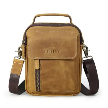 

Tiding New leather men's outdoor casual small shoulder bag multi-function crazy horse leather retro two colors 2219