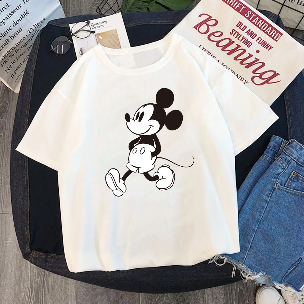 ミッキーとミニーマウス女性tシャツ夏半袖原宿tシャツガールズレディースストリート女性服tシャツ Tシャツ Aliexpress