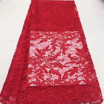 

Red French Water soluble lace High Quality Tulle Lace Fabric For Bridal African Guipure Cord Lace Fabric With