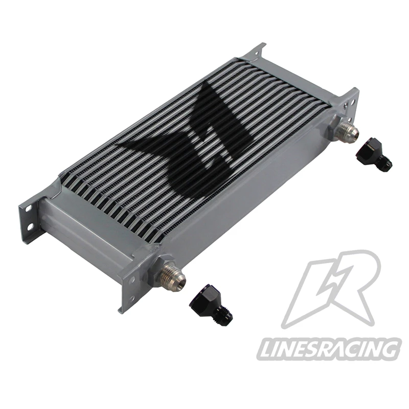 Silver, 16Row 16 Row AN8-8AN Stacked Plate Oil Cooler 6AN Adapter Universal Engine Transmission Aluminium Silver 