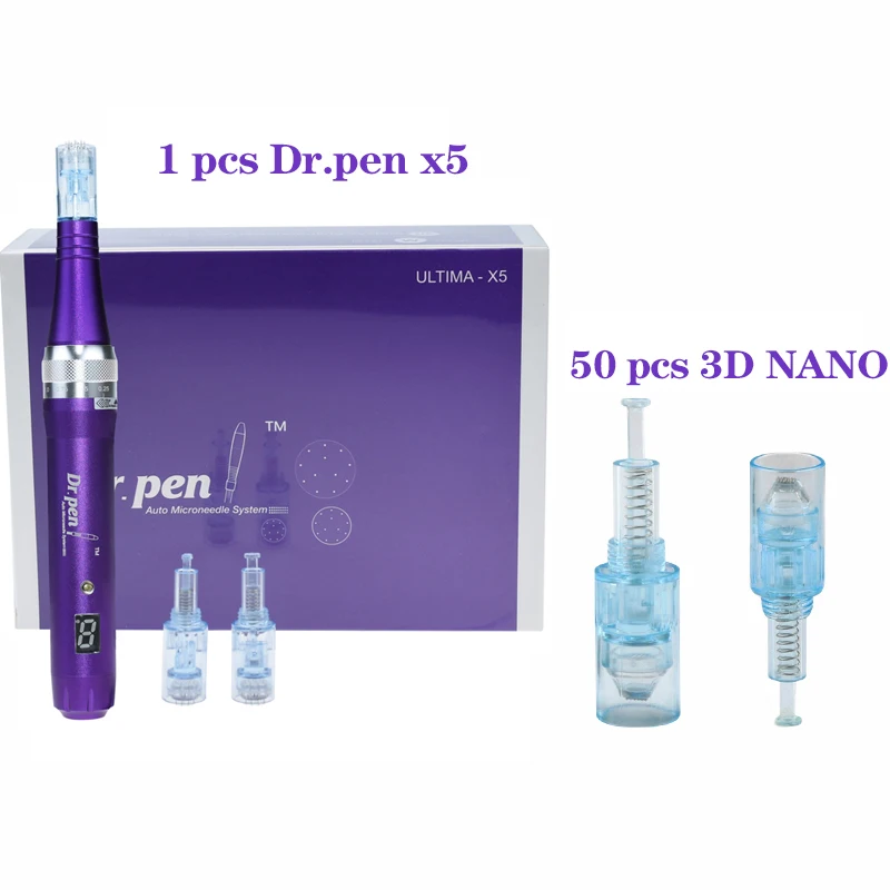 Dr.pen Ultima X5 50 pcs Microneedles Professional Wireless Derma Pen Meso Microneedling Pen Screw Cartridge Tip Kit Lovers Gift - Цвет: Dr.pen 3D NANO