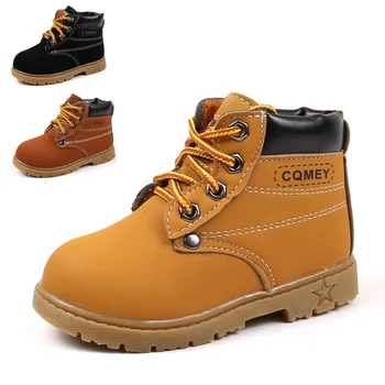 

KIDS SHOES Cow Muscle Boots Children Patent Leather Botas Boys Girls Waterproof Plush Snow Martin Boots Toddler Sneakers Boots