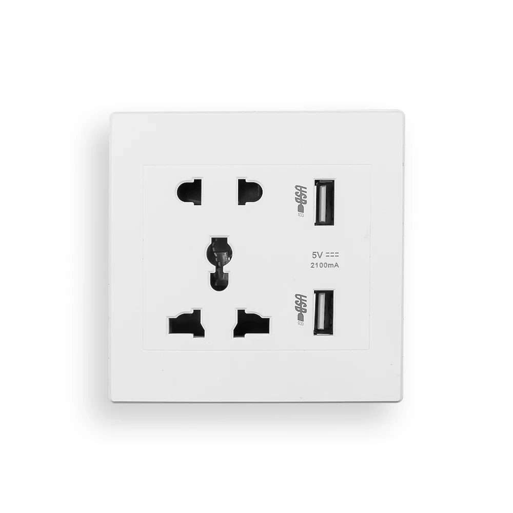 Universal Socket with USB Electric Wall Charger 2 Ports USB Outlet Power Home ChargerElectrical