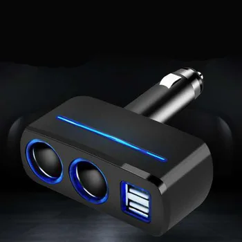 

3.1A Car Cigar Lighter Socket Adapter Black Double Plug & USB Charger Splitter Stylish Design Scratch-resistant