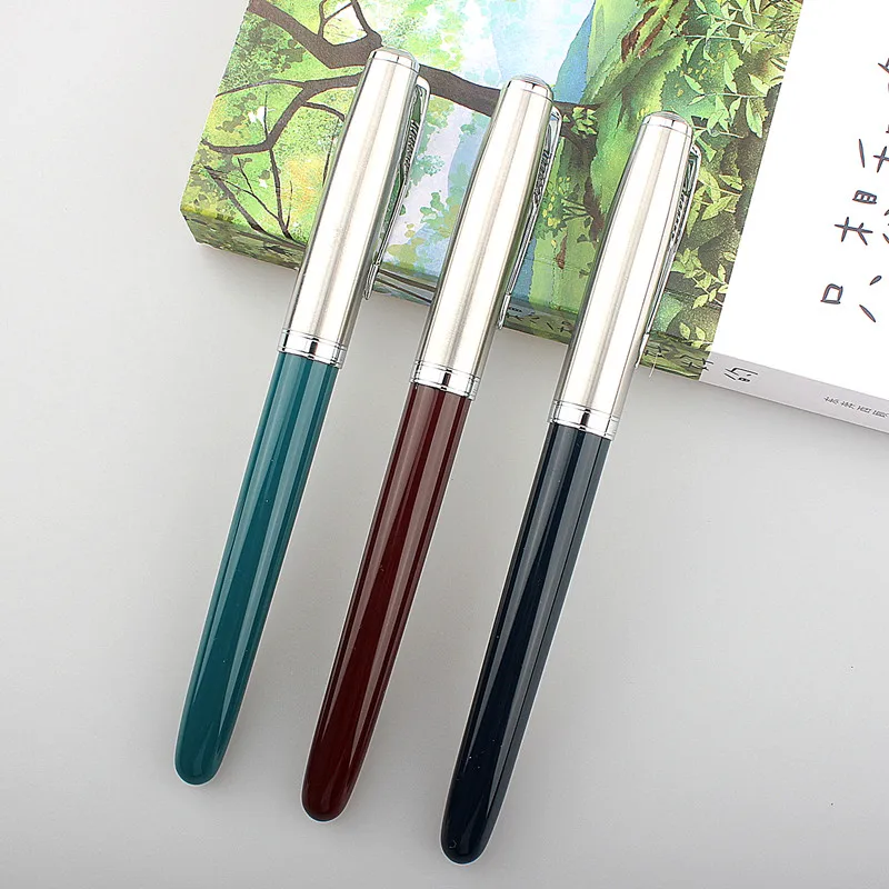 JinHao 86 Ручка перьевая Классическая вращающаяся из нержавеющей стали пластиковая