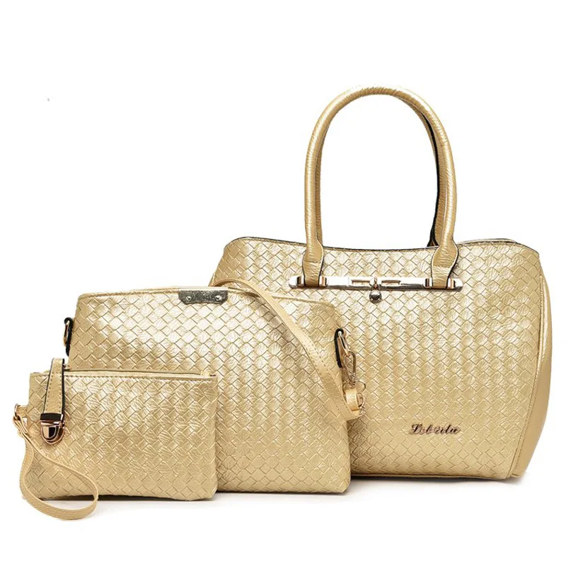 

Europe And America Fashion New Style Weaving WOMEN'S Bag WOMEN'S Handbag Crossbody Bag Different Size Bags Three-piece Set Large