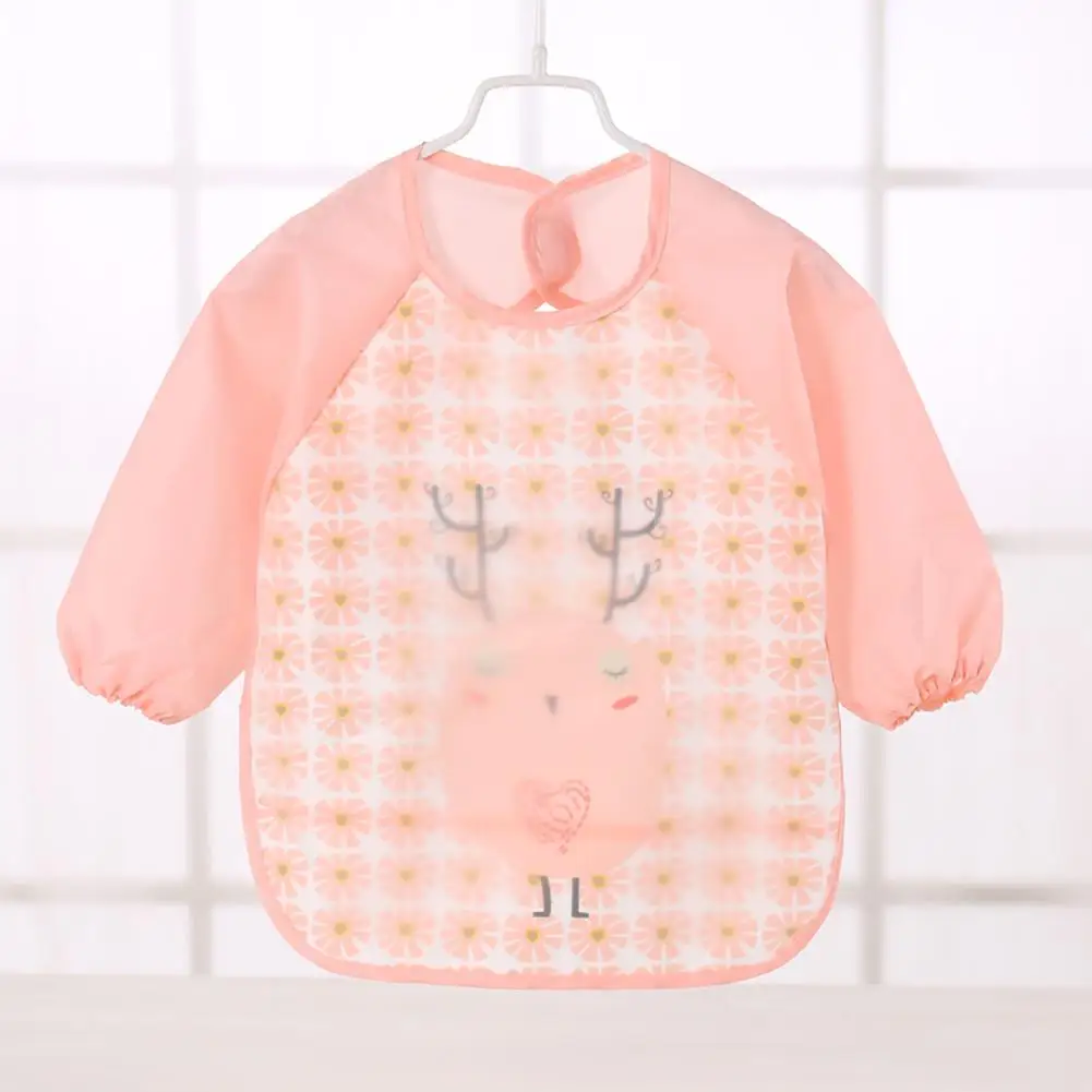 Pink bird Kuulee/Детские двухслойные многоцветные платья с длинными рукавами и рисунками героев мультфильмов, водонепроницаемый нагрудник для детей от 0 до 3 лет - Цвет: Pink bird