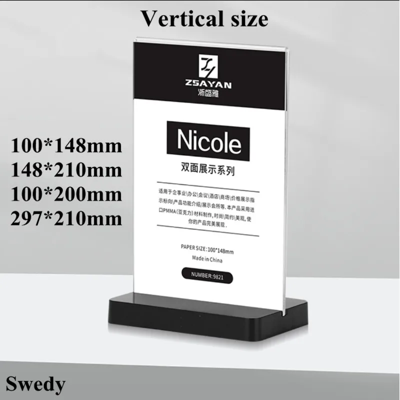 A6 100x148mm Double Sided Acrylic Poster Menu Holder Display Stand Plastic Sign Holder Price Label Poster Frame a4 double sided thick acrylic sign holder 8 5 x 11 plastic poster picture frame marketing display for school business