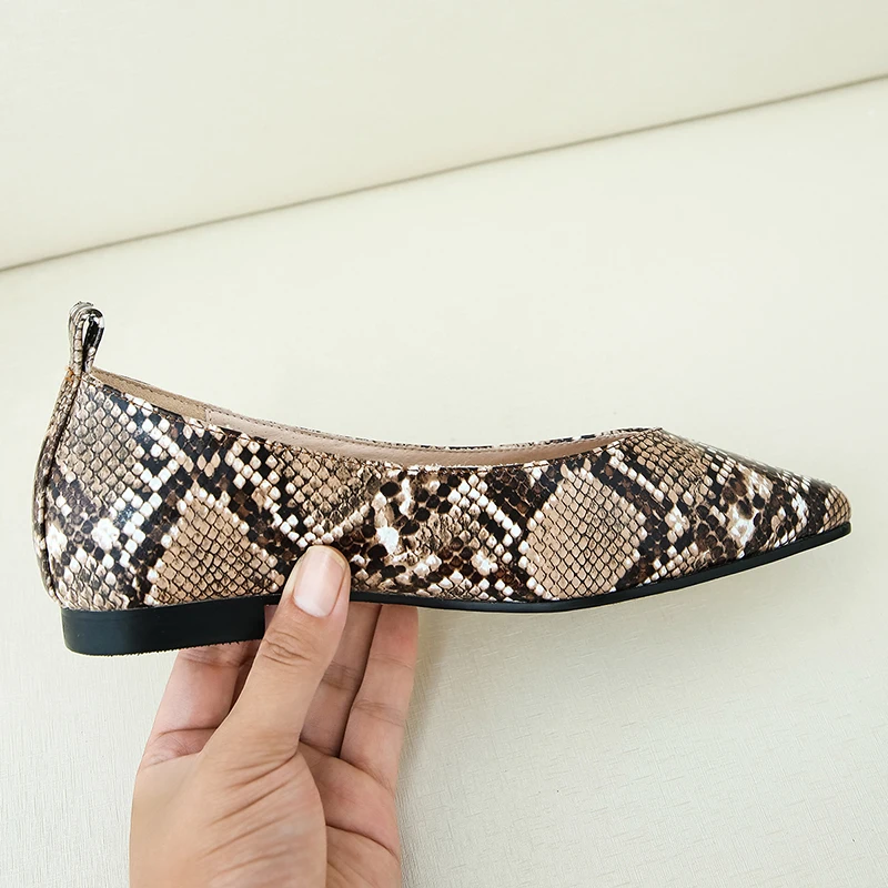 

New Flat Heels Quality Cow Leather Women Pumps Spring Autumn Prom Party Shoes Woman Big Size Office Casual Shoes