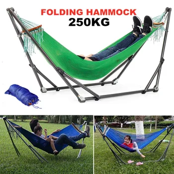

250KG Portable Folding Steel Pipe Sleeping Swing Hammock Stand Bag Kit Set Garden Outdoor Furniture Hunting Camping Accessories