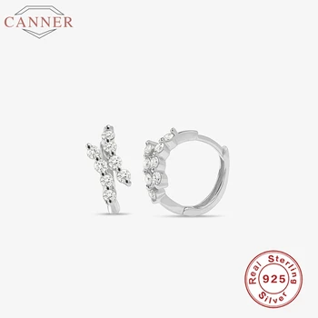 

CANNER 925 Sterling Silver Hoop Earrings For Women Zircon Earring Hoops Luxury Earings Ear Ring S925 Jewelry Pendiente Cartilage