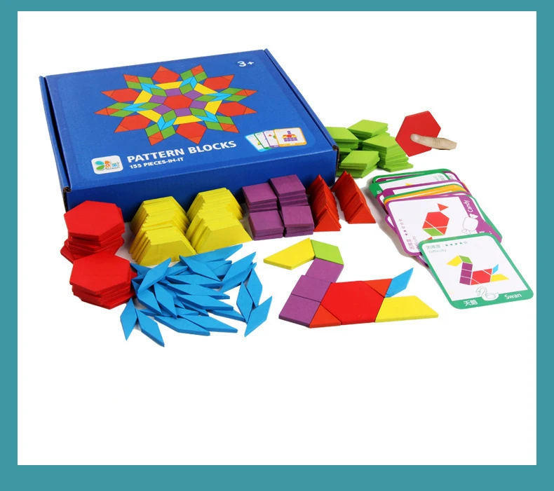 Wooden 3D Jigsaw Puzzle Tangram Montessori Educational Learning Toys Gifts Geometric Shape Puzzles Toy for Children Gifts
