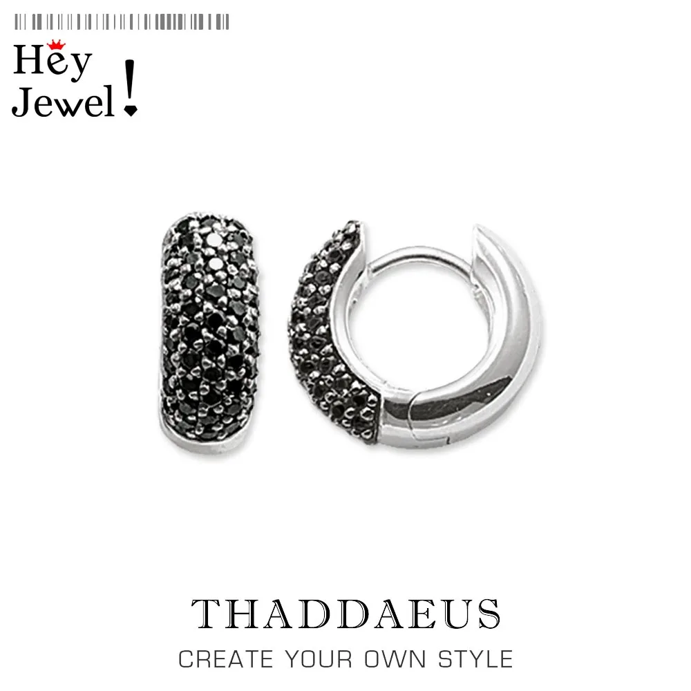 Черные креольные Висячие серьги кольца, Thomas Vintage Fashion Good Jewerly для женщин и мужчин, зима 2019 Ts подарок из стерлингового серебра 925 пробы|Серьги-кольца|   | АлиЭкспресс