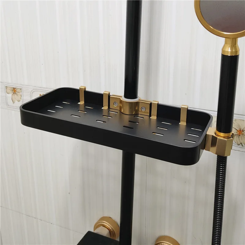 Дырокол лоток ванная комната стойка пространство алюминиевая душевая трубка лоток стержень Крюк Полка TP899 - Цвет: blackgold