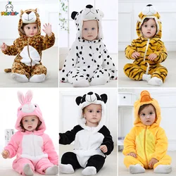 Vêtements pour nouveau né garçon et fille, ours mignon, manches longues, capuche, fermeture éclair, barboteuse pour bébé, vêtements d'automne et d'hiver de 0 12M, nouvelle collection 
