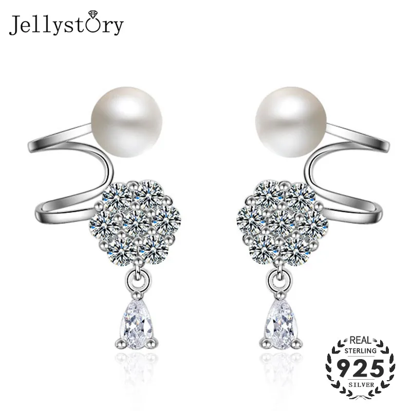 Jellystory 925 серебряные серьги капли с натуральным пресноводным жемчугом Циркон