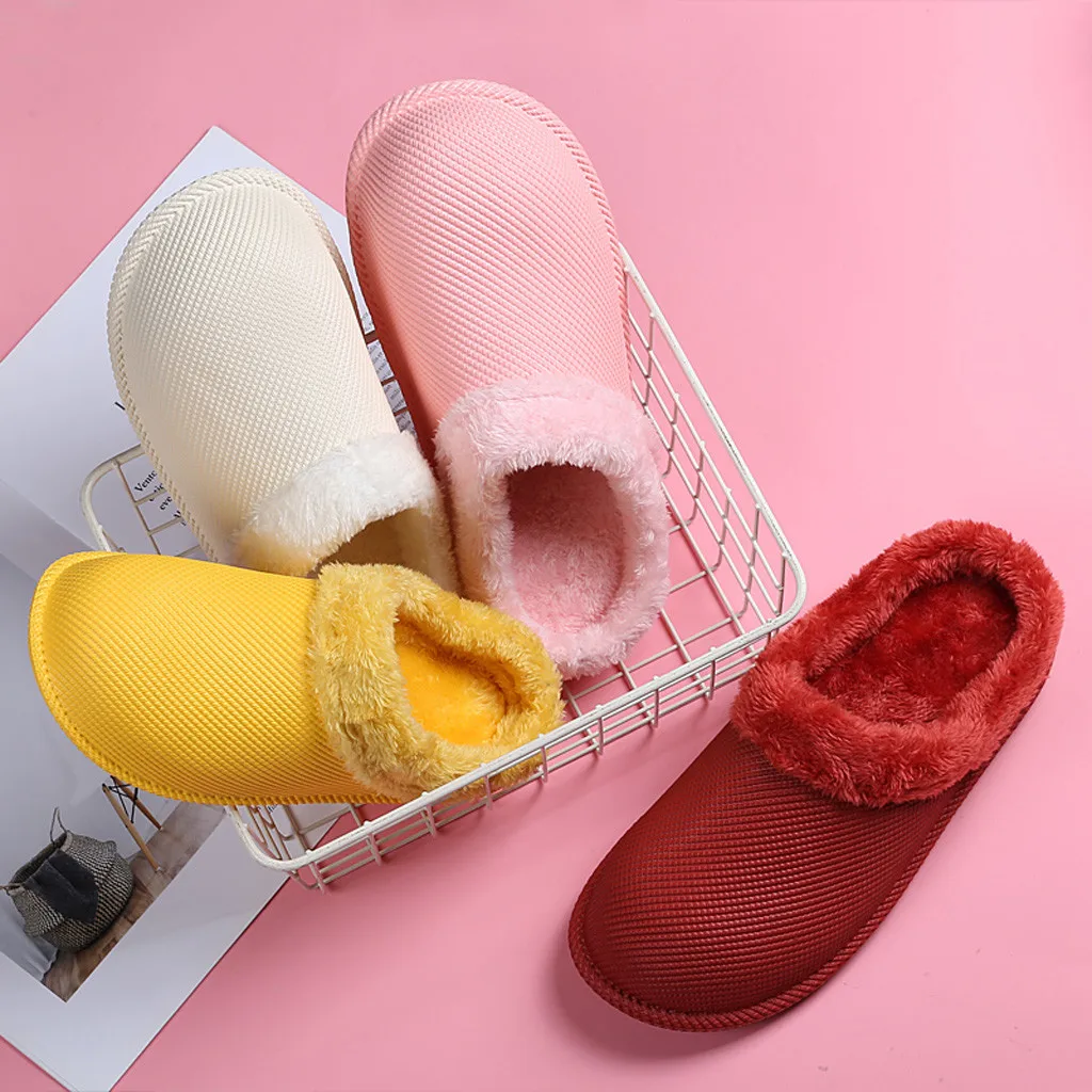 

Winter Warm Slippers Women Slippers Large Size Casual Home Plus Velvet Warm Shoes Comfortable Cotton Slippers Chaussures Femme