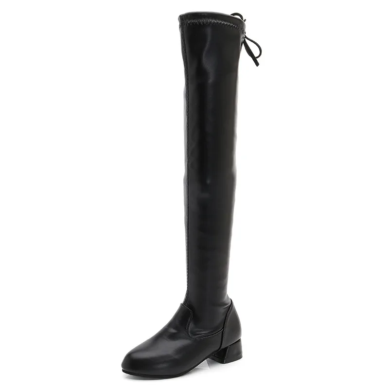 

Girls Boots Family Matching Daughter Mom Winter Boots Fashion Chic Children Motorcycle Boots Over The Knee High Heels Kids Boots