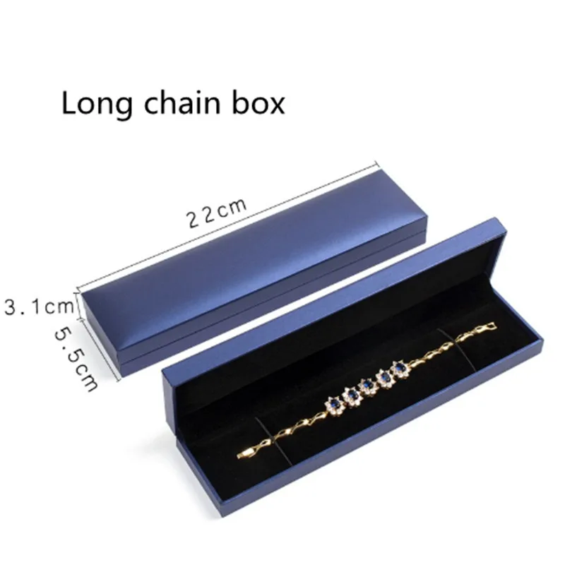 Long chain box Горячая Распродажа Высококачественная шкатулка для драгоценностей кольцо коробка синяя Подарочная коробка под ожерелье набор с шкатулка для драгоценностей кольцо ожерелье коробка для хранения Подставка - Цвет: Long chain box