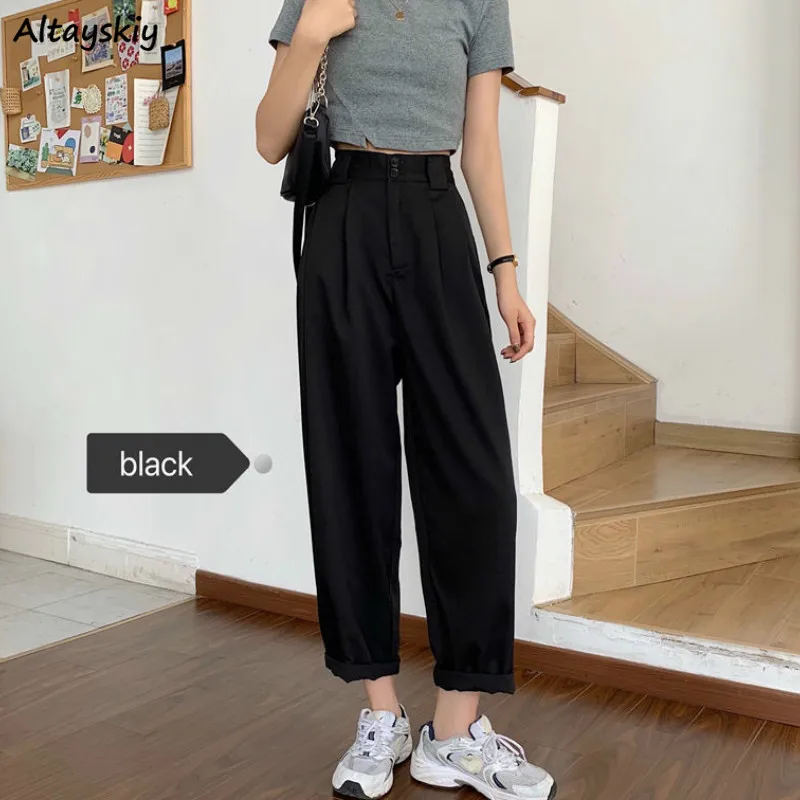 Pantaloni donna All match Basic Summer BF Style Minimalist Ladies pantaloni  alla caviglia pantaloni larghi Chic per il tempo libero pantaloni da donna  popolari|Pants \u0026 Capris| - AliExpress