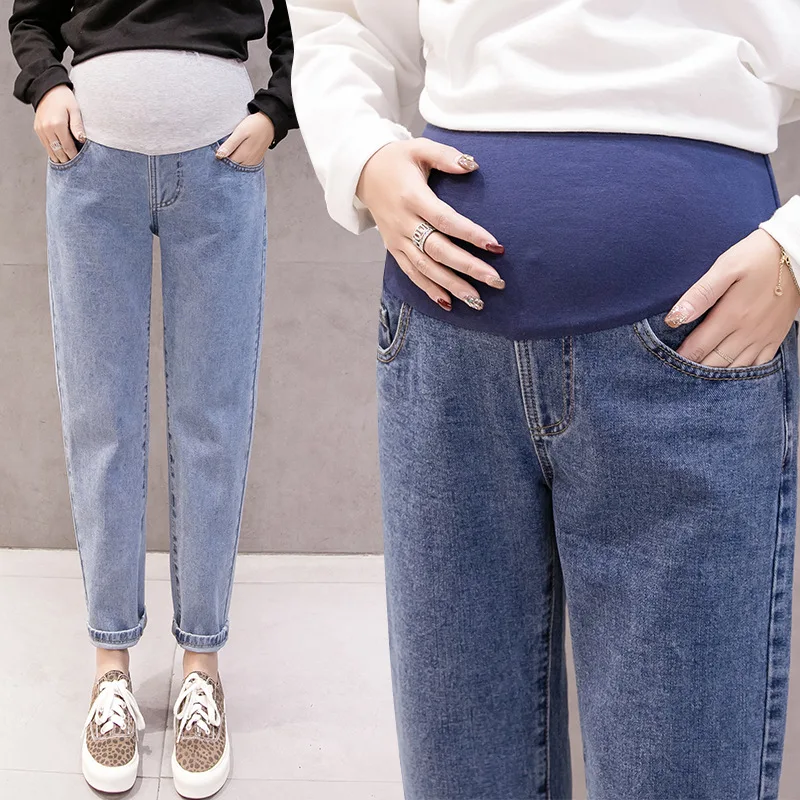 Брюшные Брюки для беременных; джинсы для беременных; Штаны для беременных; одежда с высокой талией; брюки; свободное джинсовое платье