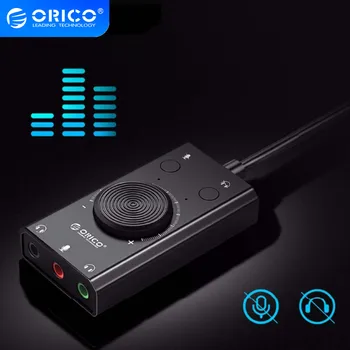 

ORICO USB Sound Card External Audio Card Mic Adapter 3.5mm Jack Stereo Audio Cable Headset Volume Adjustment Free Drive for PC