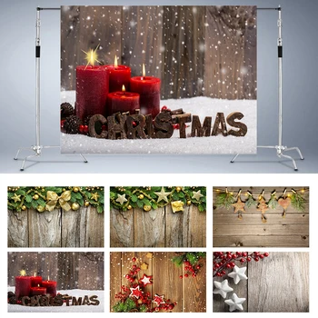 

Nitree Candle Christmas Party Decoration Wood Board Snow Snowflake Xmas Wreath Backdrop Photo Studio Prop Photography Background
