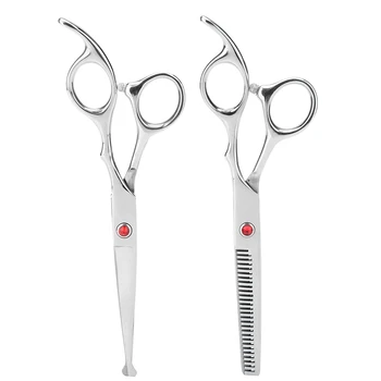 

2pcs Hair Cut Scissor Set Hair Cutting Thining Scissors Set Hair Cutting Scissors Family Barber Hairdressing Shear Dropshipping